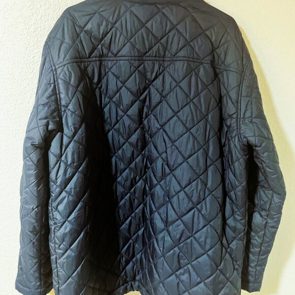 Chaps Navy Blue Quilted Puffer Jacket Snap Front and Pockets Corduroy Collar - Picture 4 of 7